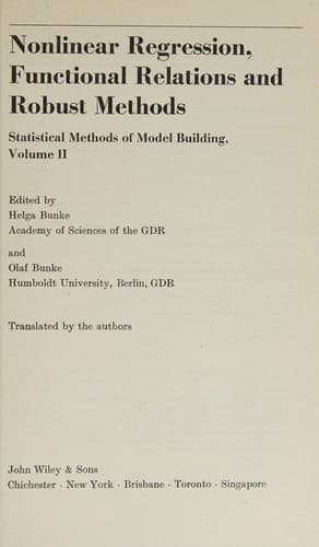 Tapa de Nonlinear regression, functional relations and robust methods