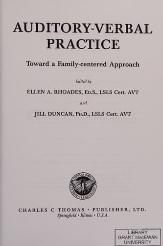 Tapa de Auditory-verbal practice