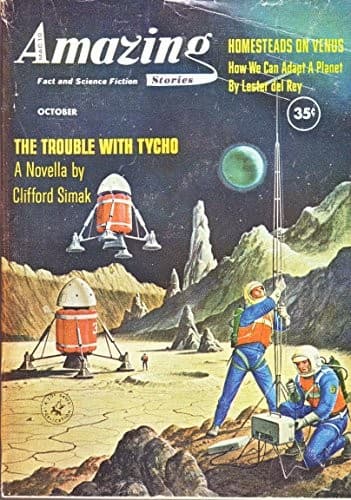 Tapa de Amazing Stories, October 1960 with Complete Simak Novel *The Trouble With Tycho* (Volume 34, No. 10)