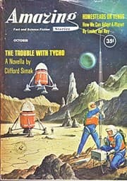Tapa de Amazing Stories, October 1960 with Complete Simak Novel *The Trouble With Tycho* (Volume 34, No. 10)