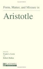 Tapa de Form, matter, and mixture in Aristotle