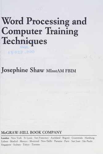 Tapa de Word Processing and Computer Training Techniques