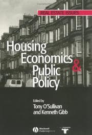 Tapa de Housing Economics and Public Policy (Real Estate Issues)