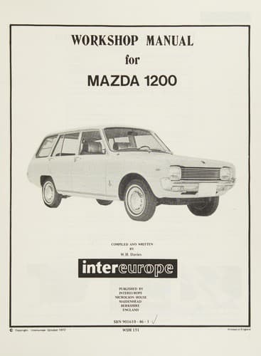 Tapa de Workshop manual for Mazda 1200