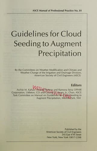 Tapa de Guidelines for cloud seeding to augment precipitation