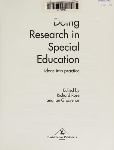 Tapa de Doing research in special education