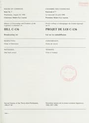 Tapa de Minutes of proceedings and evidence of the Legislative Committee on Bill C-136, Broadcasting act