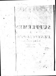 Tapa de Supplément à l'Encyclopédie; ou, Dictionnaire raisonné des sciences des arts et des métiers