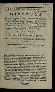 Tapa de Discours sur les moyens de rallier l'opinion publique aux vrais principes de la re volution, et de re tablir la concorde entre tous les Franc ʹais