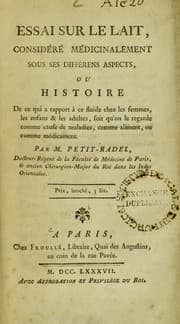 Tapa de Essai sur le lait, consid©♭r©♭ m©♭dicinalement sous ses diff©♭rens aspects