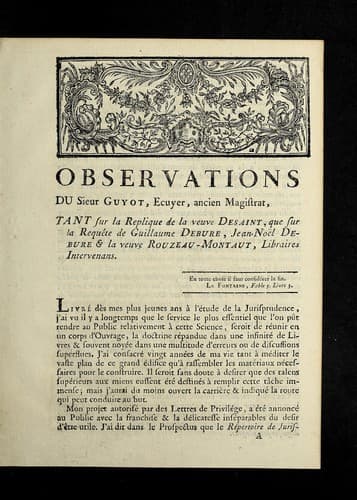 Tapa de Observations du Sieur Guyot