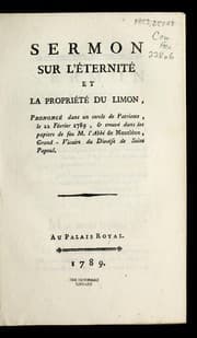 Tapa de Sermon sur l'e ternite  et la proprie te  du limon