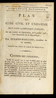 Tapa de Plan de code civil et uniforme pour toute la Re publique franc ʹaise