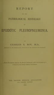 Tapa de Report on the pathological histology of epizo©œtic pleurapneumonia
