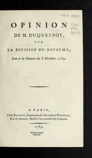 Tapa de Opinion de M. Duquesnoy, sur la division du royaume