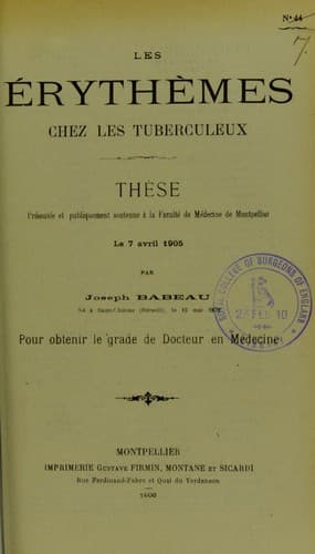 Tapa de Les ©♭ryth©·mes chez les tuberculeux