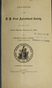Tapa de Address to the N.Y. State Agricultural Society
