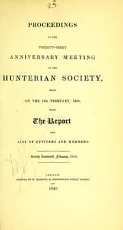 Tapa de Proceedings at the Twenty-First Anniversary Meeting of the Hunterian Society, held on the 12th February, 1840
