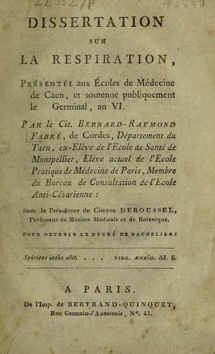 Tapa de Dissertation sur la respiration