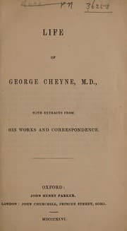 Tapa de Life of George Cheyne, M.D., with extracts from his works and correspondence
