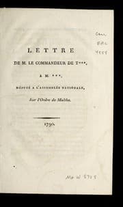 Tapa de Lettre de M. le commandeur T***