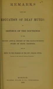 Tapa de Remarks upon the education of deaf mutes
