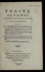 Tapa de Traite  du rachat des rentes foncieres, d'apre  s les nouvelles loix