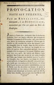 Tapa de Provocation faite aux Tuileries par un royaliste, tre  s-marquant, a   un re publicain, assassinat qui s'en est suivi au Bois de Boulogne
