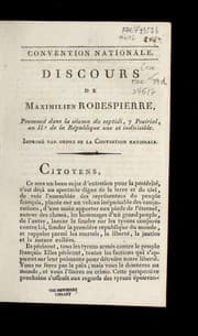 Tapa de Discours de Maximilien Robespierre, prononce dans la se ance du septidi, 7 prairial, an IIe. de la Re publique une et indivisible