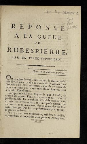 Tapa de Re ponse a   La queue de Robespierre