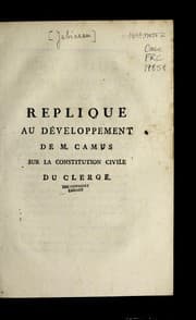 Tapa de Replique au de veloppement de M. Camus sur la Constitution civile du clerge .