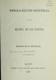 Tapa de Reglamento general para el re jimen de los puertos y aduanas de la repu blica