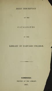 Tapa de Brief description of the catalogues of the Library of Harvard College
