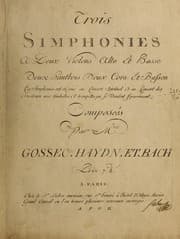 Tapa de Trois simphonies a deux violons alto et basse, deux hautbois deux cors et basson