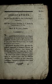 Tapa de Observations sur une faute de re daction dans l'Acte constitutionnel