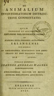 Tapa de De animalium invertebratorum distributione commentatio ...
