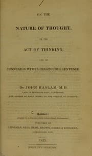 Tapa de On the nature of thought, or the act of thinking, and its connexion with a perspicuous sentence