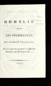 Tapa de Home lie sur les souffrances du clerge  franc ʹais