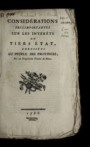 Tapa de Conside rations tre  s-importantes sur les inte re ts du Tiers E tat