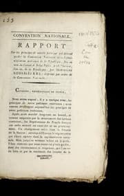 Tapa de Rapport sur les principes de morale politique qui doivent guider la Convention nationale dans l'administration inte rieure de la Re publique