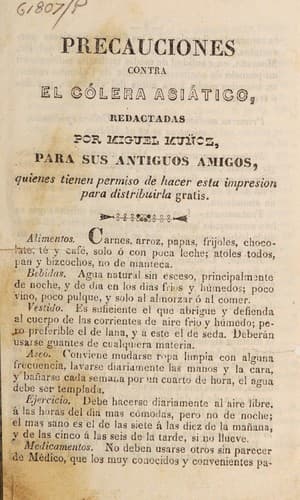 Tapa de Precauciones contra el cólera asiático