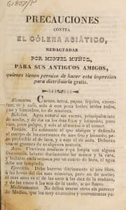 Tapa de Precauciones contra el cólera asiático