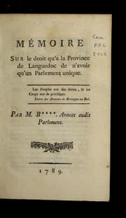 Tapa de Me moire sur le droit qu'a la province de Languedoc