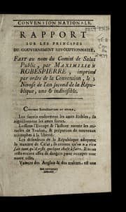 Tapa de Rapport sur les principes du gouvernement re volutionnaire