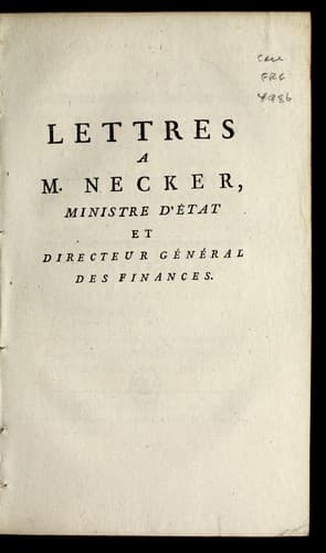Tapa de Lettres a M. Necker