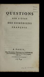 Tapa de Questions sur l'e tat des Come diens franc ʹois