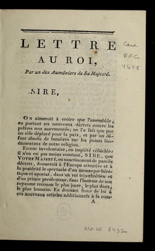 Tapa de Lettre au roi