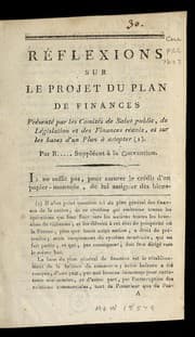 Tapa de Re flexions sur le projet du plan de finances