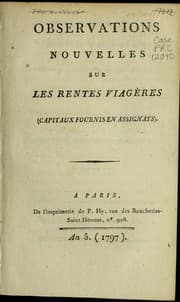 Tapa de Observations nouvelles sur les rentes viage  res (capitaux fournis en assignats)