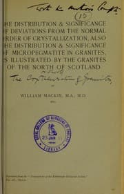 Tapa de The distribution & significance of deviations from the normal order of crystallization